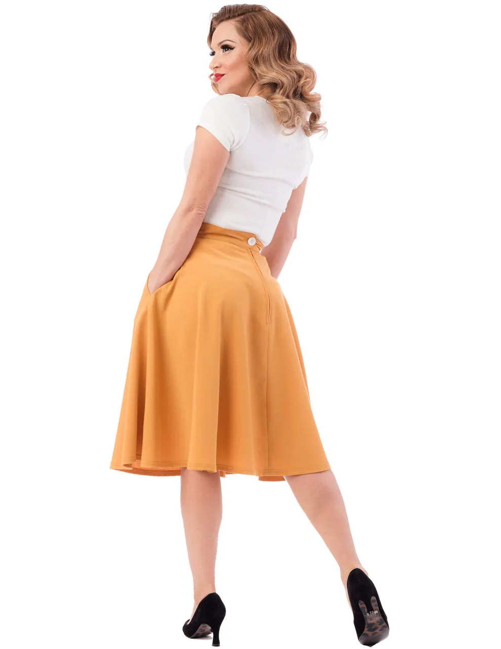 Pocket High Waist Thrills Skirt in Mustard