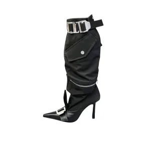 Pre Order:  Knee Length Belt Buckle High Heel Boots