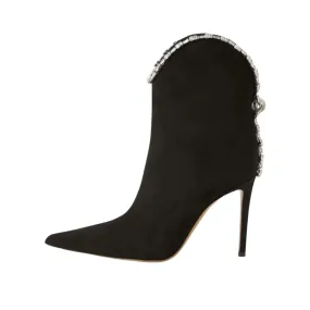 Pre Order:  Rhinestone Pointy Toe Stiletto Ankle Boots