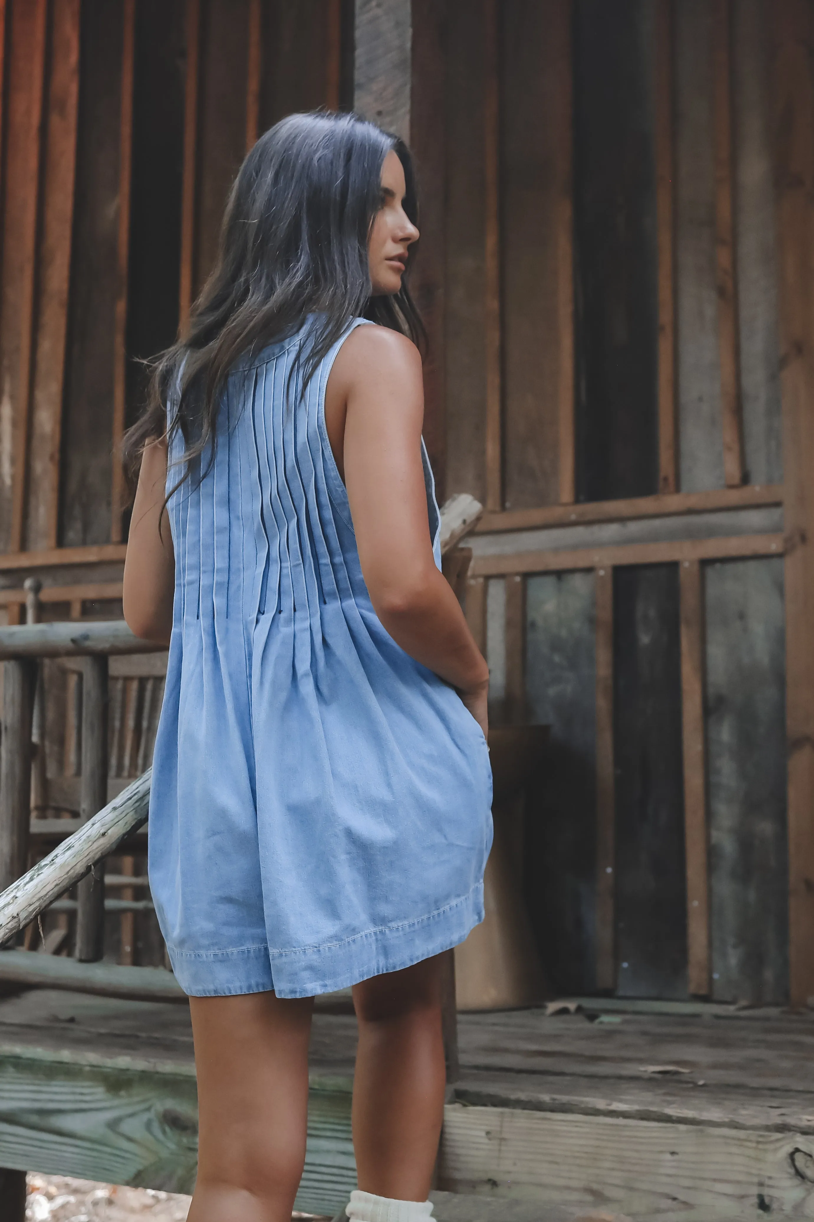 She's Got An Edge Washed Denim Romper