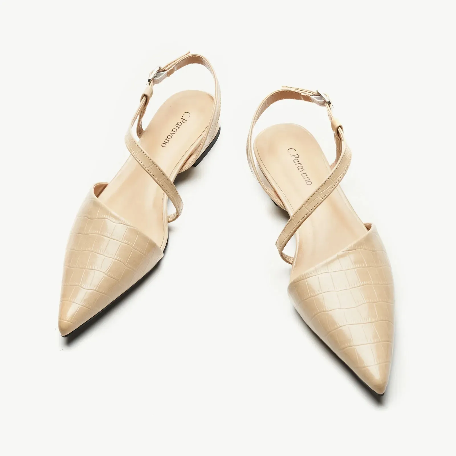 Strap-Around Slingback Flats (Freya) Camel