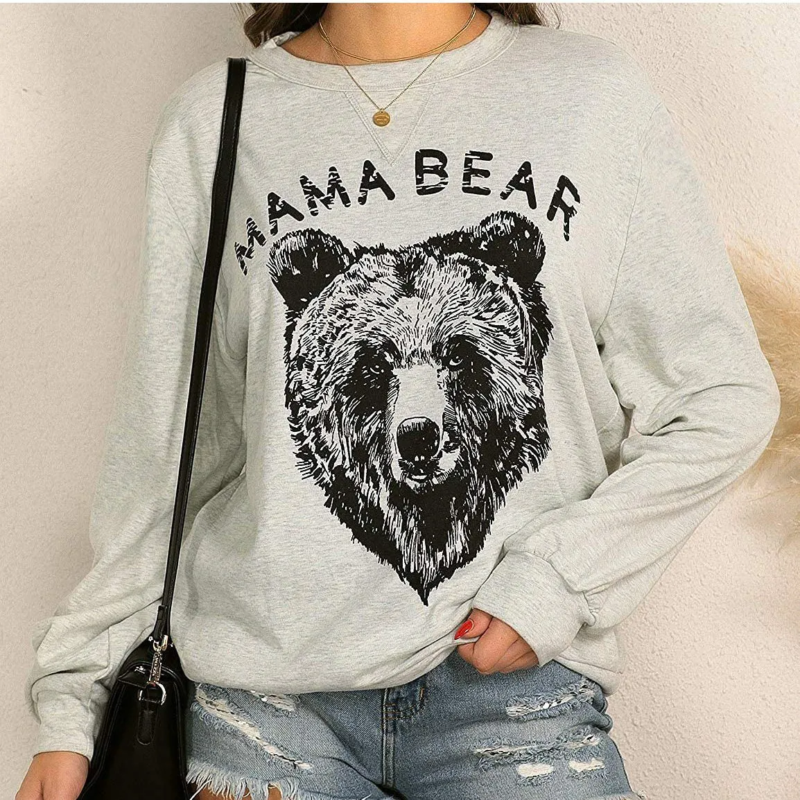 Women's Cute Long Sleeve Top Loose Crewneck Pullover Sweatshirt